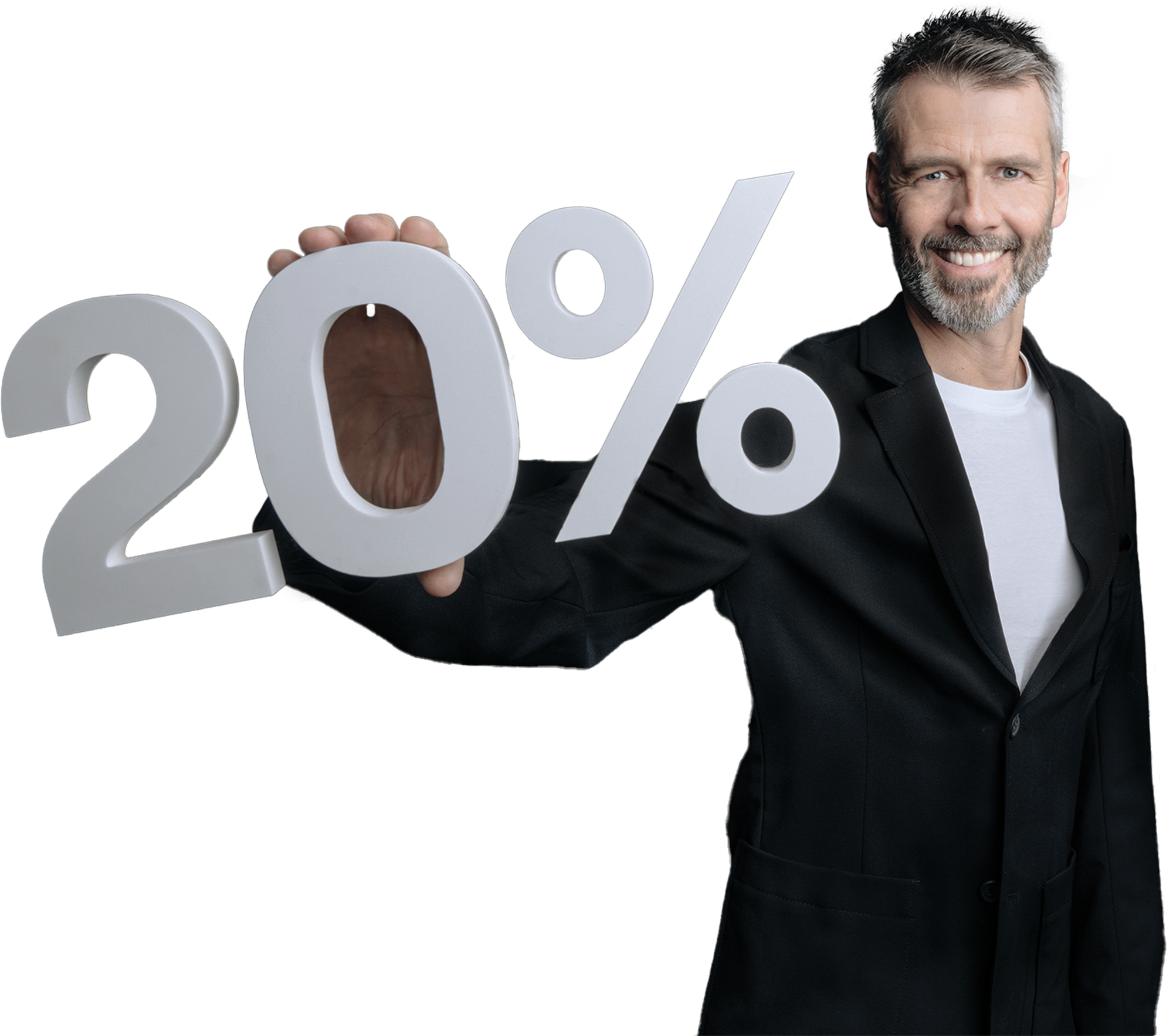 Mand der holder teksten 20%